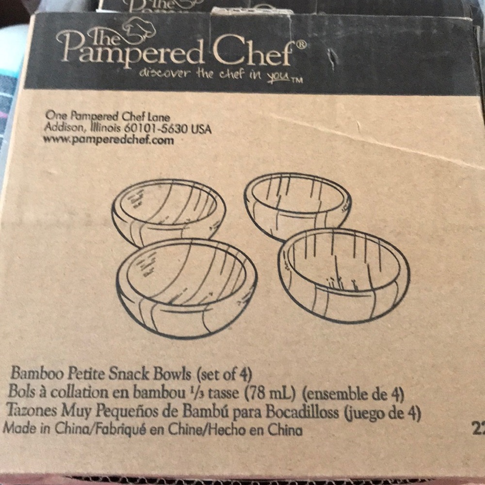 Pampered Chef Bamboo Petite Snack Bowls Set of 4